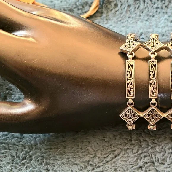 Vintage - Sterling Silver- Multi-Layered Bracelet - Intricate Design - 7.5 Long